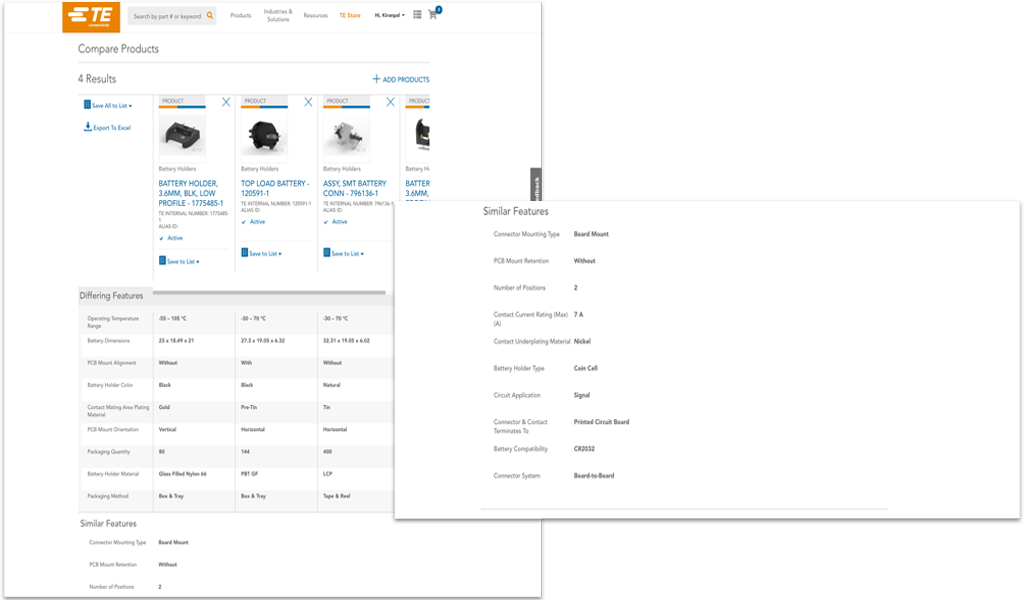 Compare capturas de pantalla de productos.